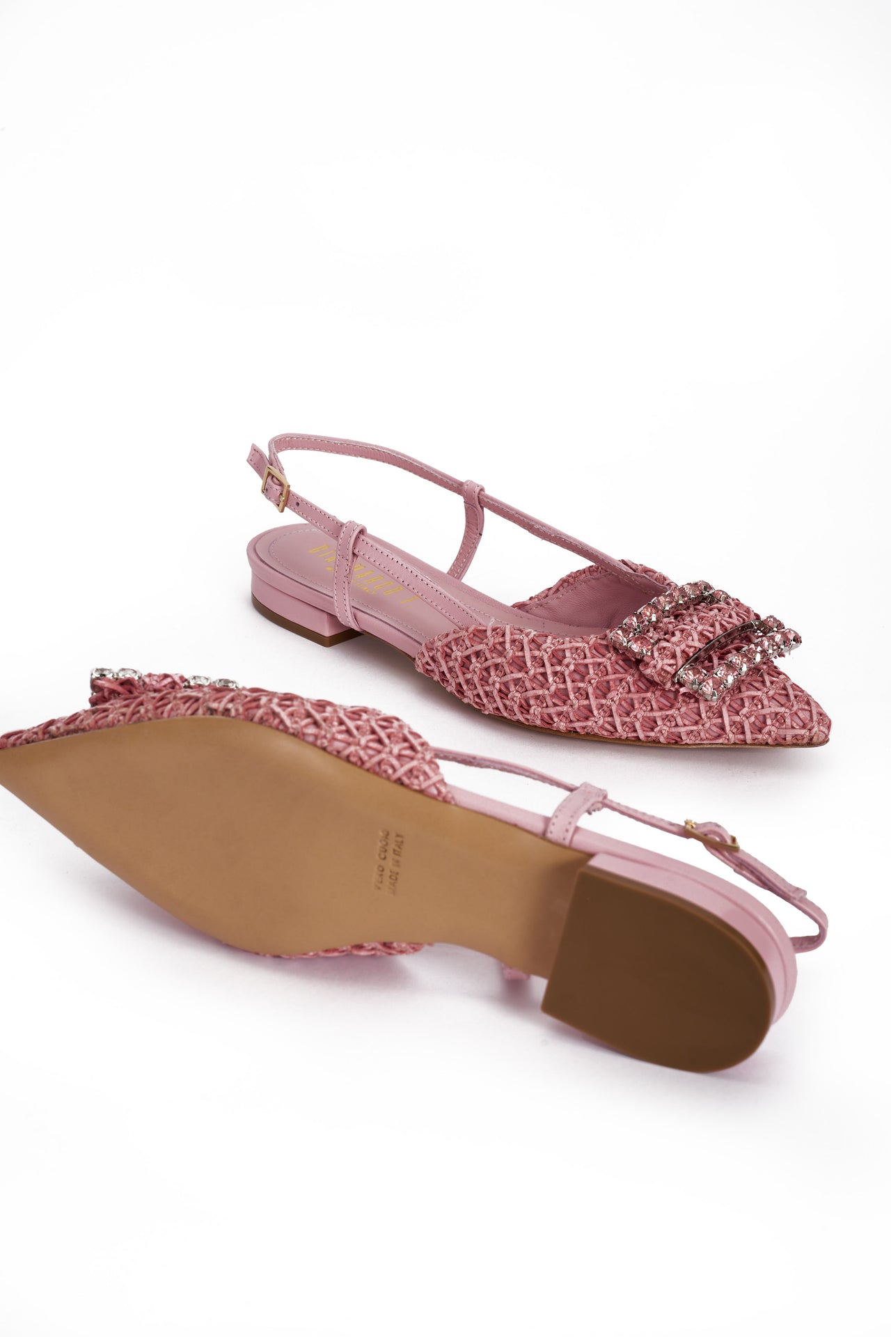 Slingback Donna in Nappa caramella e intreccio caramella