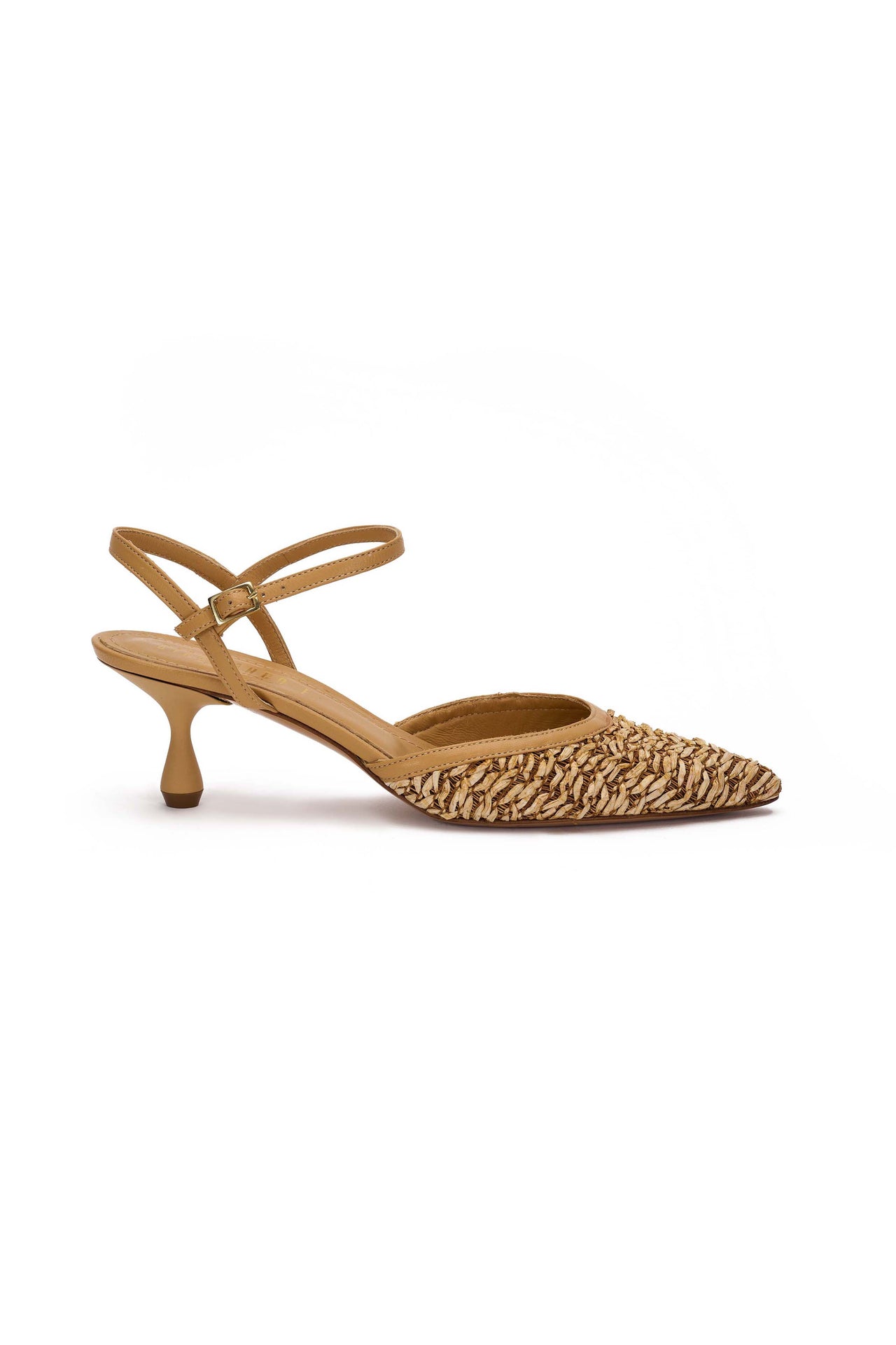 Slingback Donna in nappa camel e raffia camel
