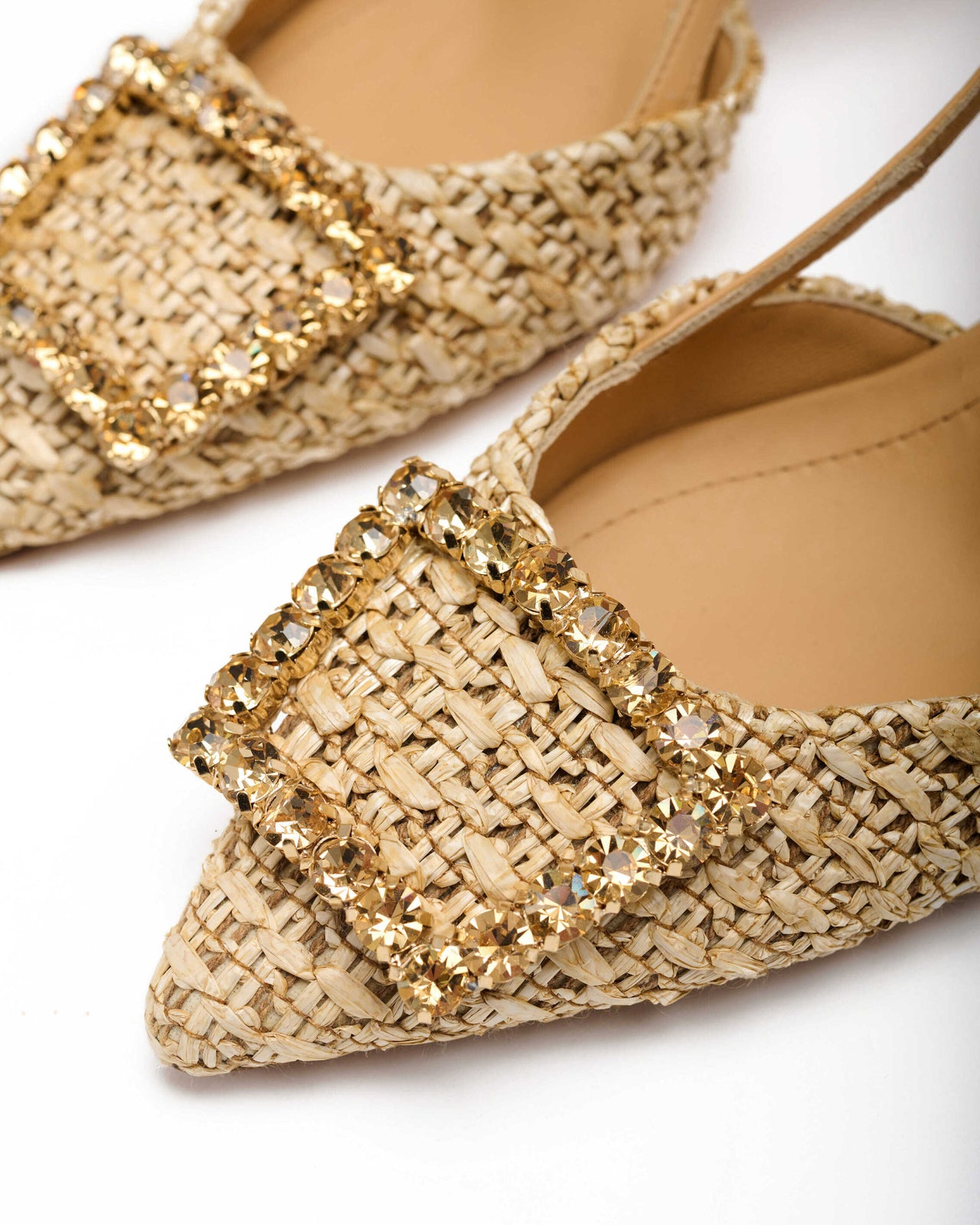 Slingback Donna in raffia legno e nappa legno