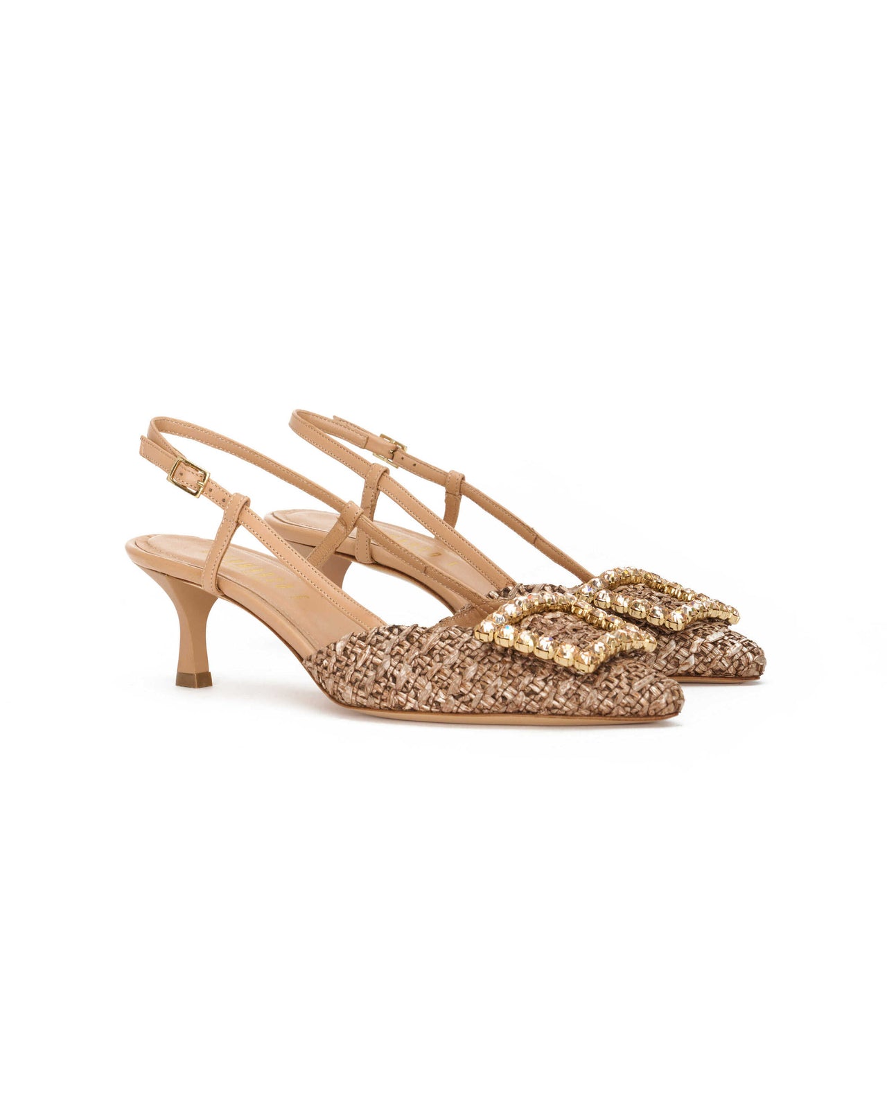 Slingback Donna in raffia catalina e nappa catalina