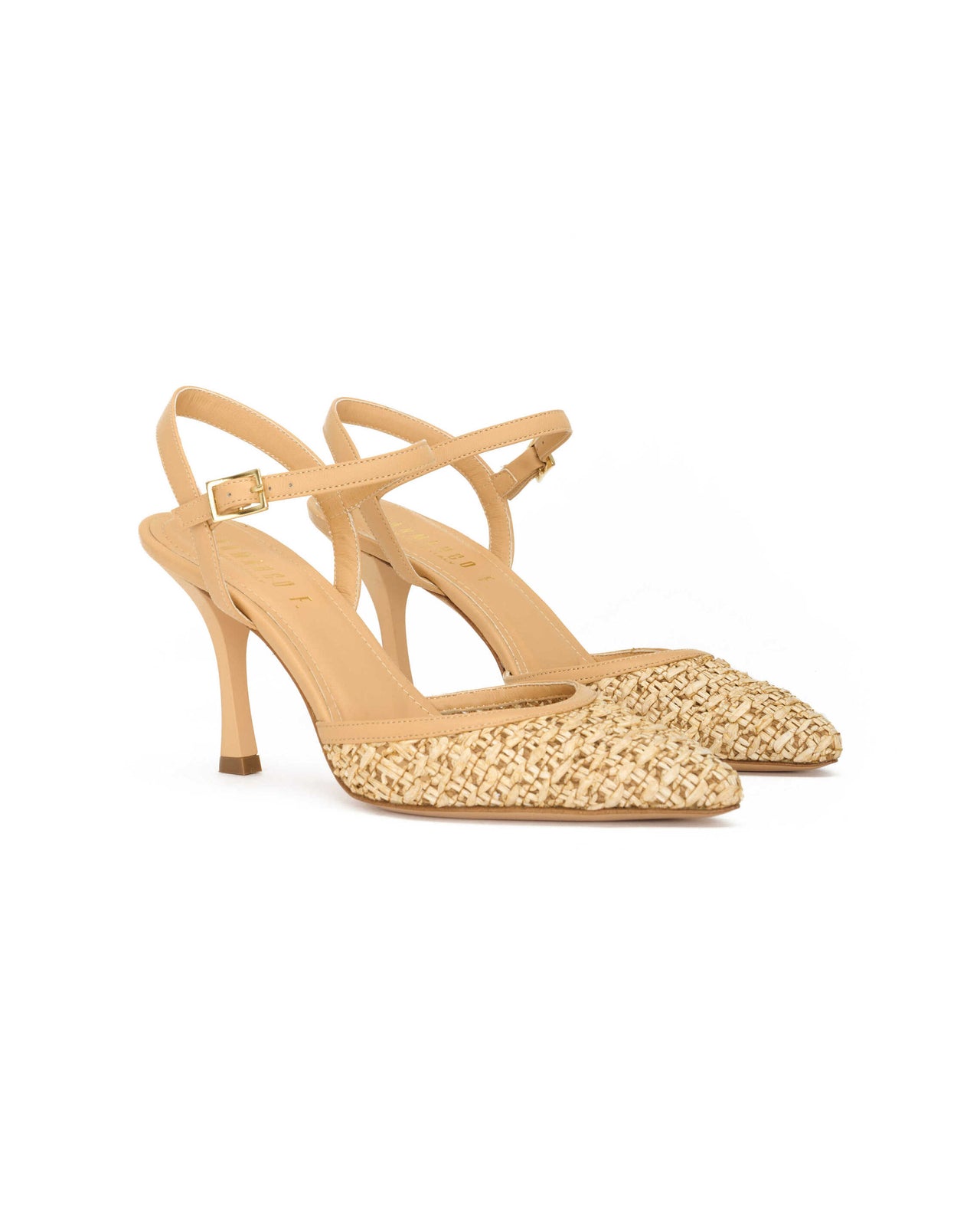 Slingback Donna in nappa legno e raffia legno