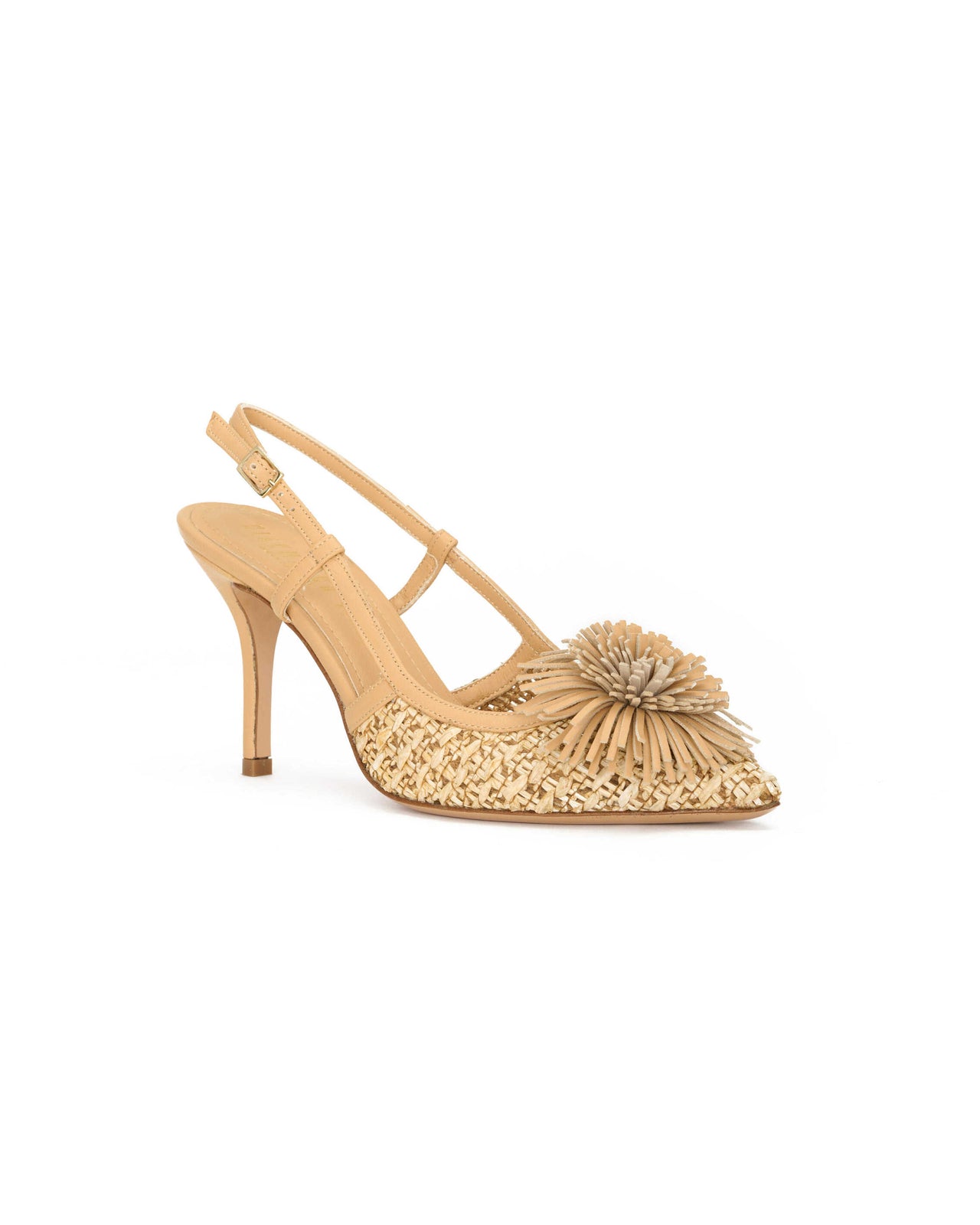 Slingback Donna in nappa legno e raffia legno