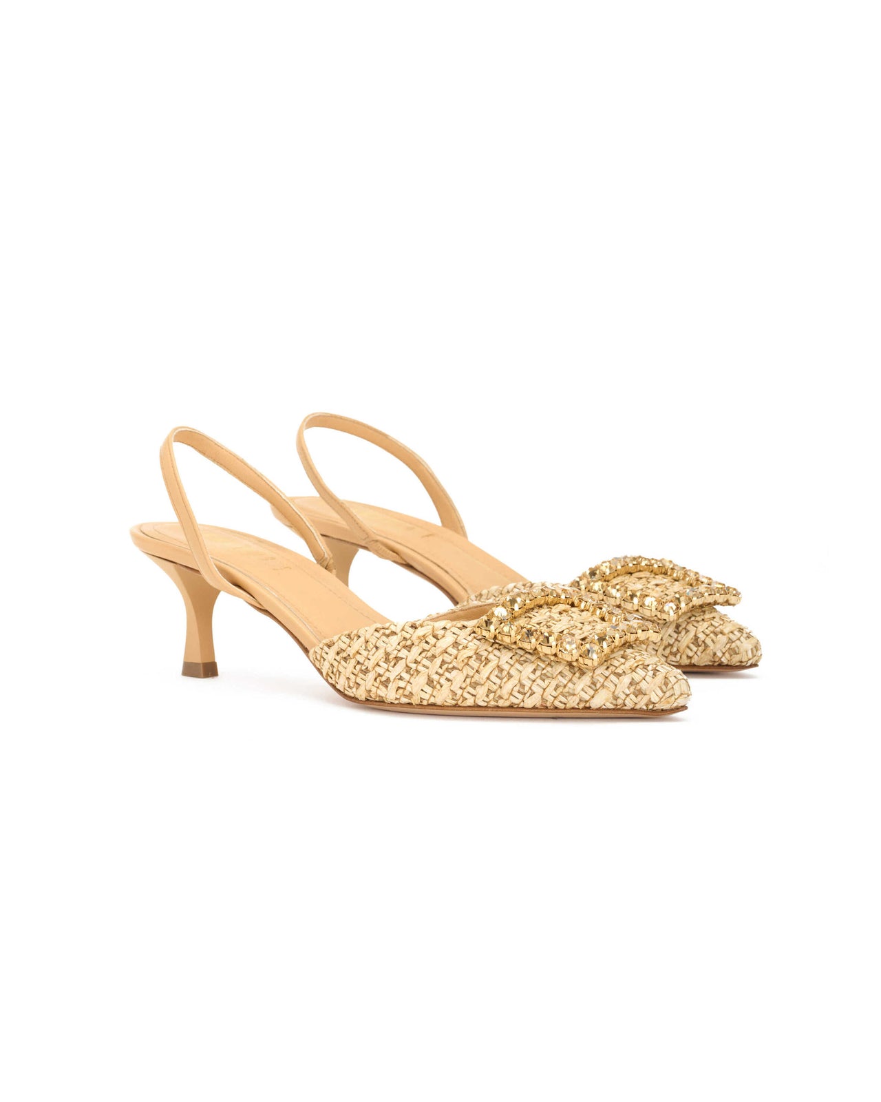 Slingback Donna in nappa legno e raffia legno