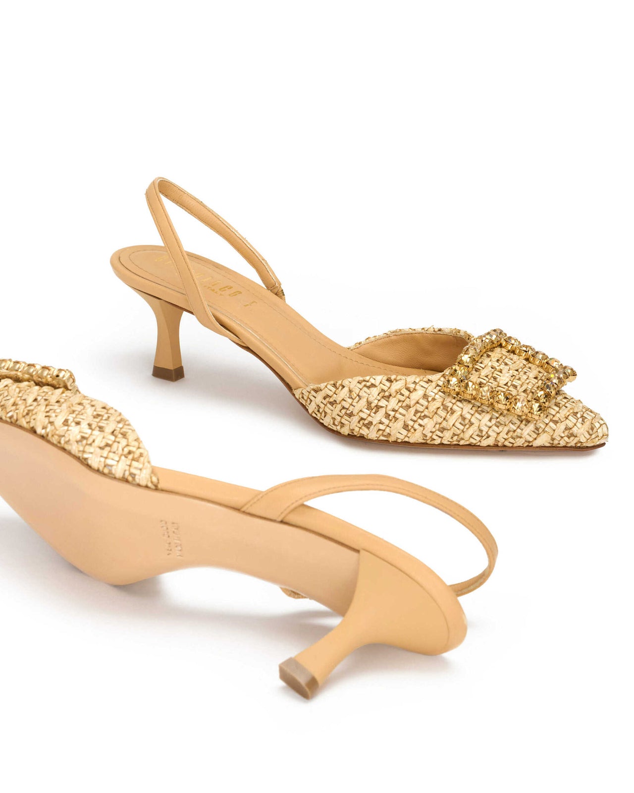Slingback Donna in nappa legno e raffia legno