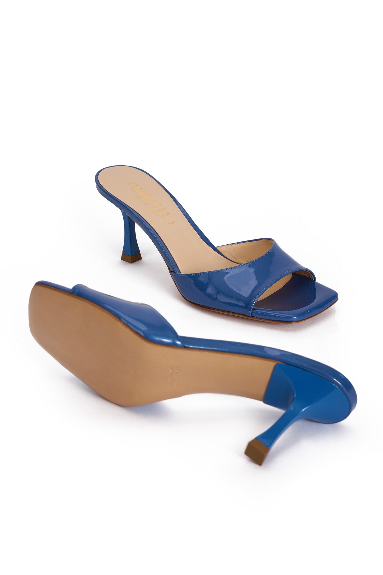Sandalo Donna in vernice blu delft