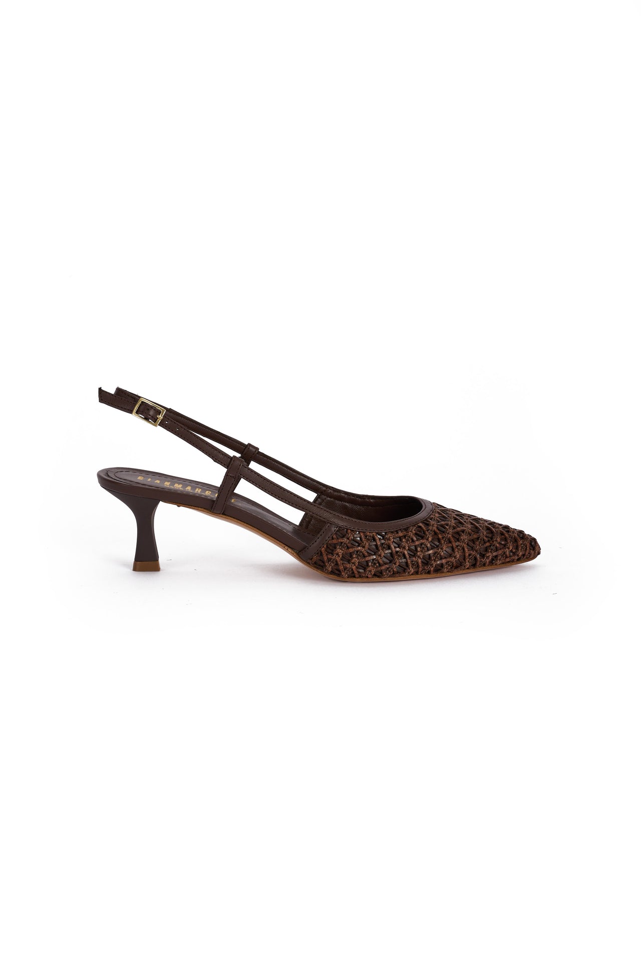 Slingback Donna in nappa moro e intreccio moro