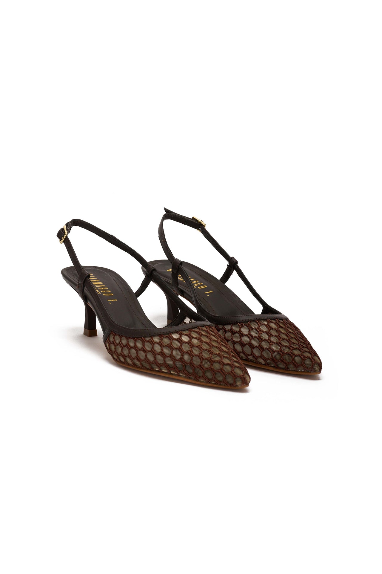 Slingback Donna in nappa moro e rete gigi moro