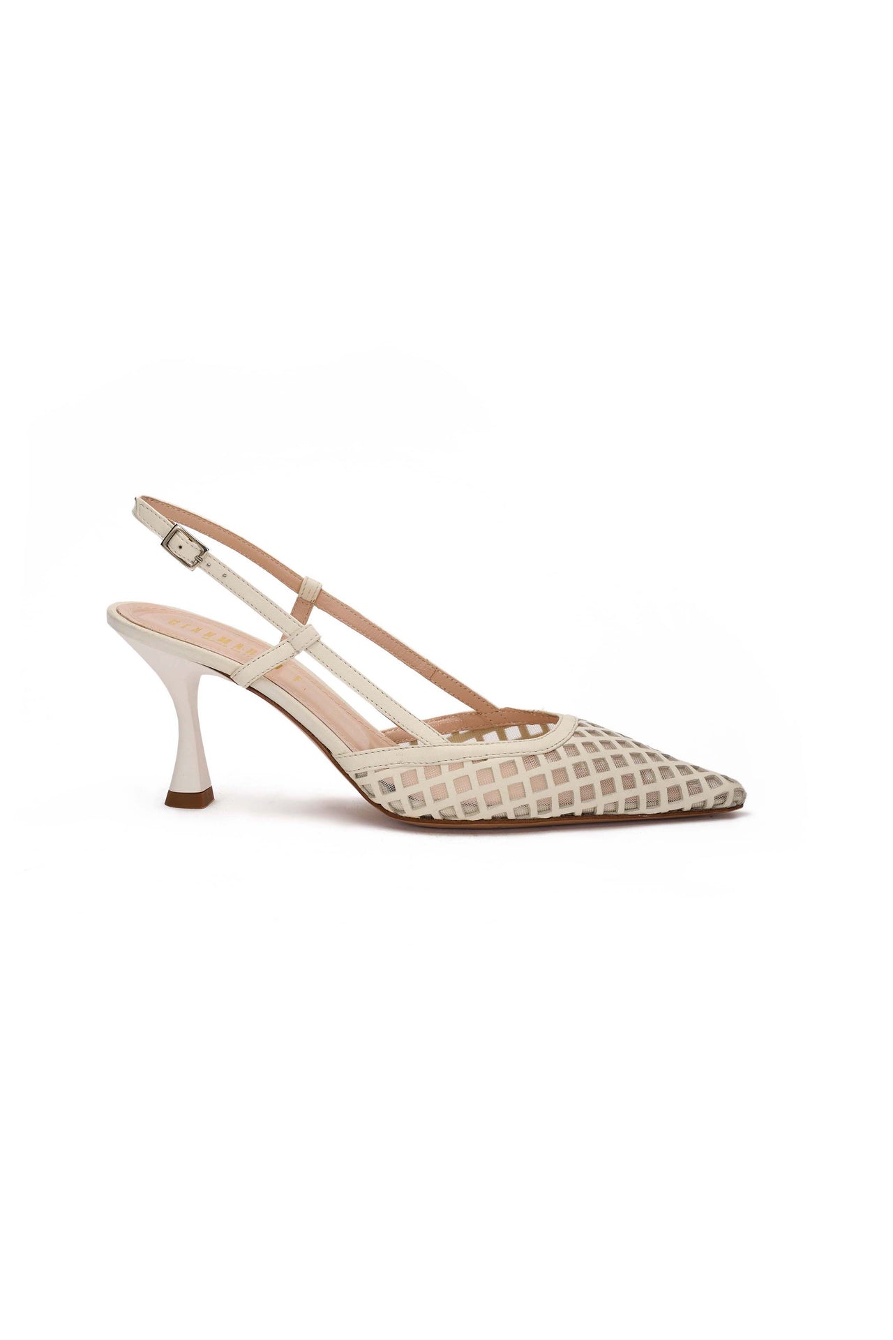 Slingback Donna in nappa off white e rete off white