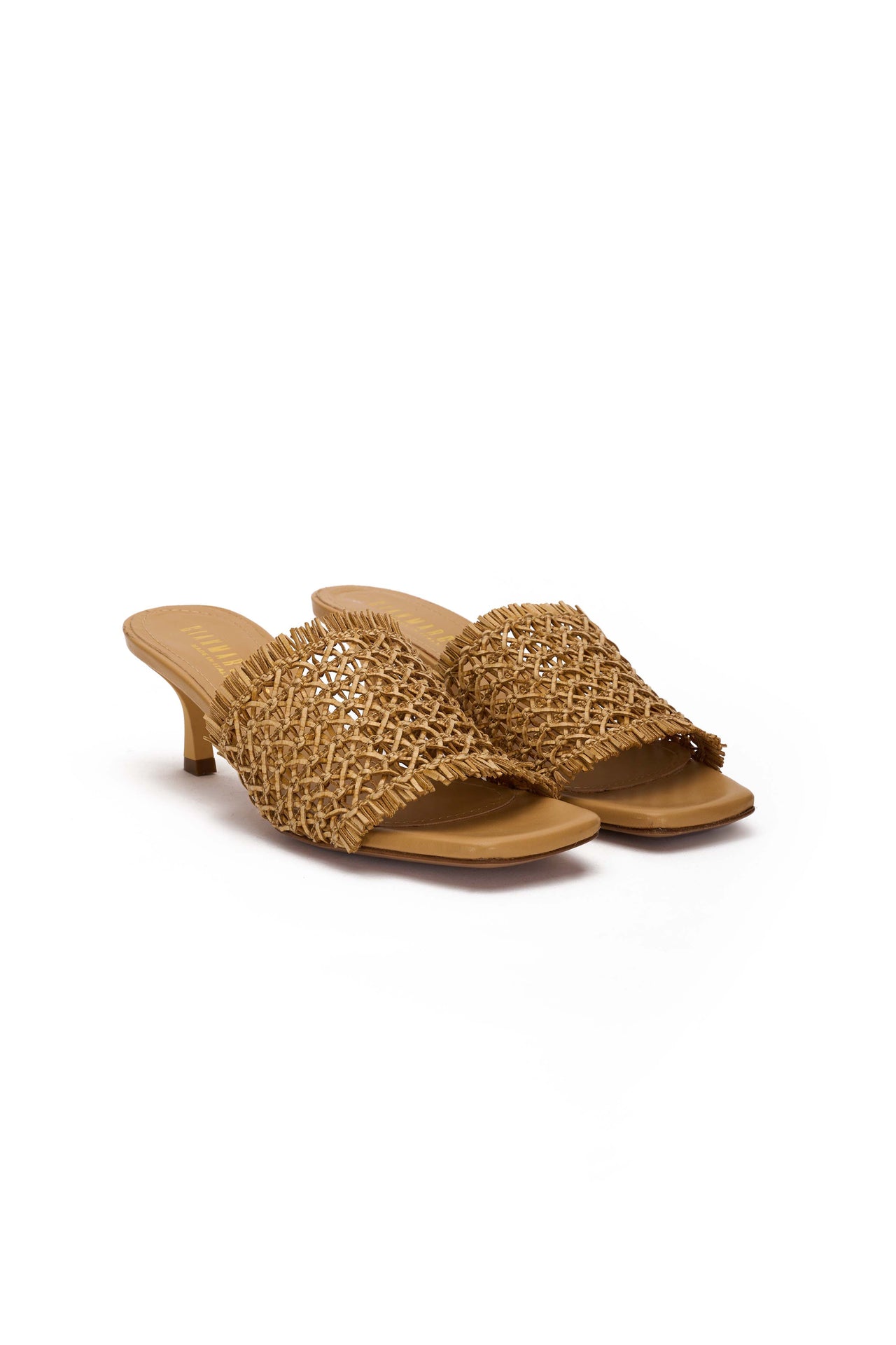 Sandalo Donna in nappa camel e intreccio camel